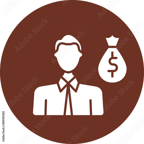 Employee Growth Glyph Brown Circle Icon