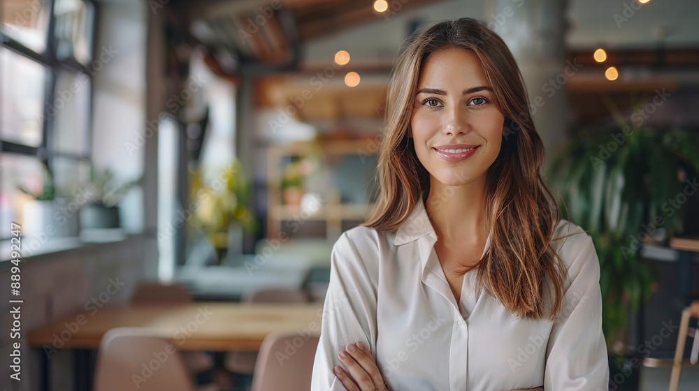 Successful businesswoman standing in creative office Successful businesswoman standing in creative office