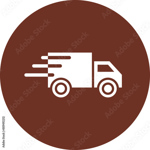 Fast Delivery Glyph Brown Circle Icon