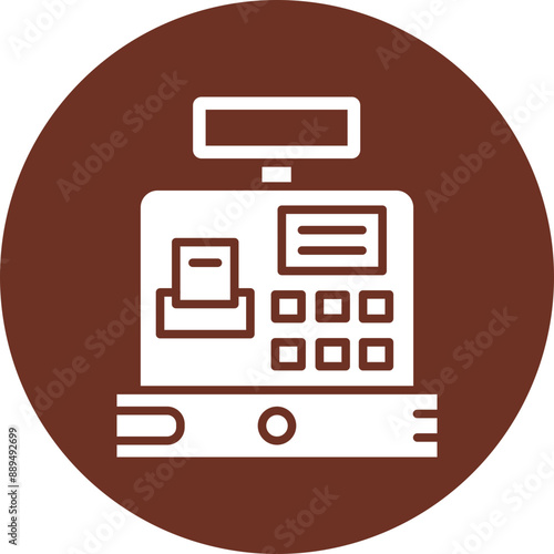 Cash Machine Glyph Brown Circle Icon