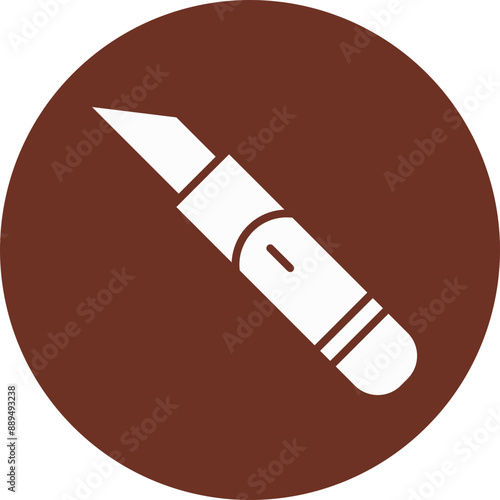 Scalpel Glyph Brown Circle Icon