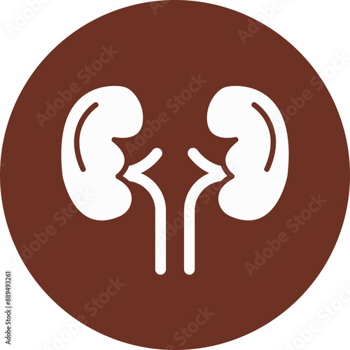 Kidneys Glyph Brown Circle Icon