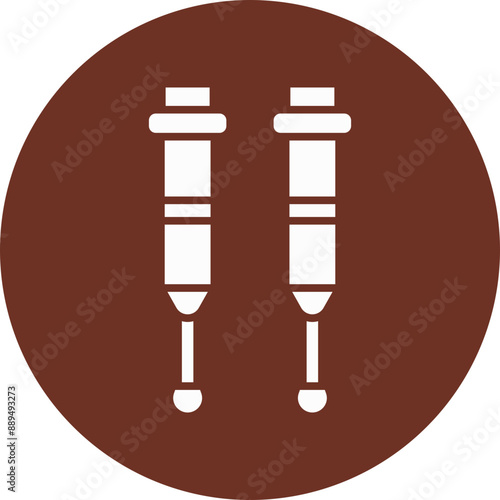 Crutches Glyph Brown Circle Icon