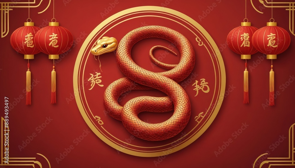 golden snake on red background golden snake on red background