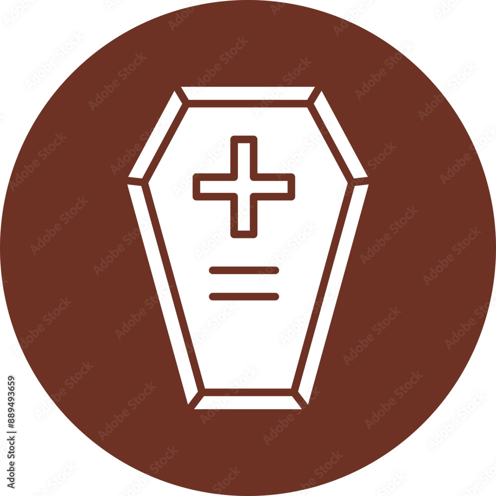 Obraz premium Coffin Glyph Brown Circle Icon