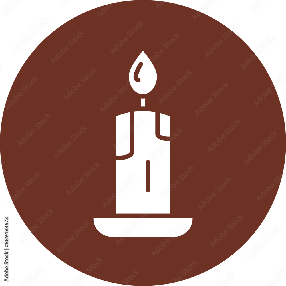 Obraz premium Candle Glyph Brown Circle Icon