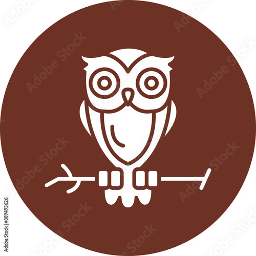 Owl Glyph Brown Circle Icon