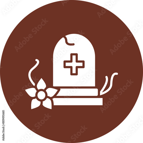 Grave Glyph Brown Circle Icon