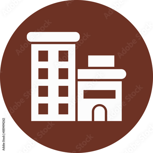 Appartment Glyph Brown Circle Icon