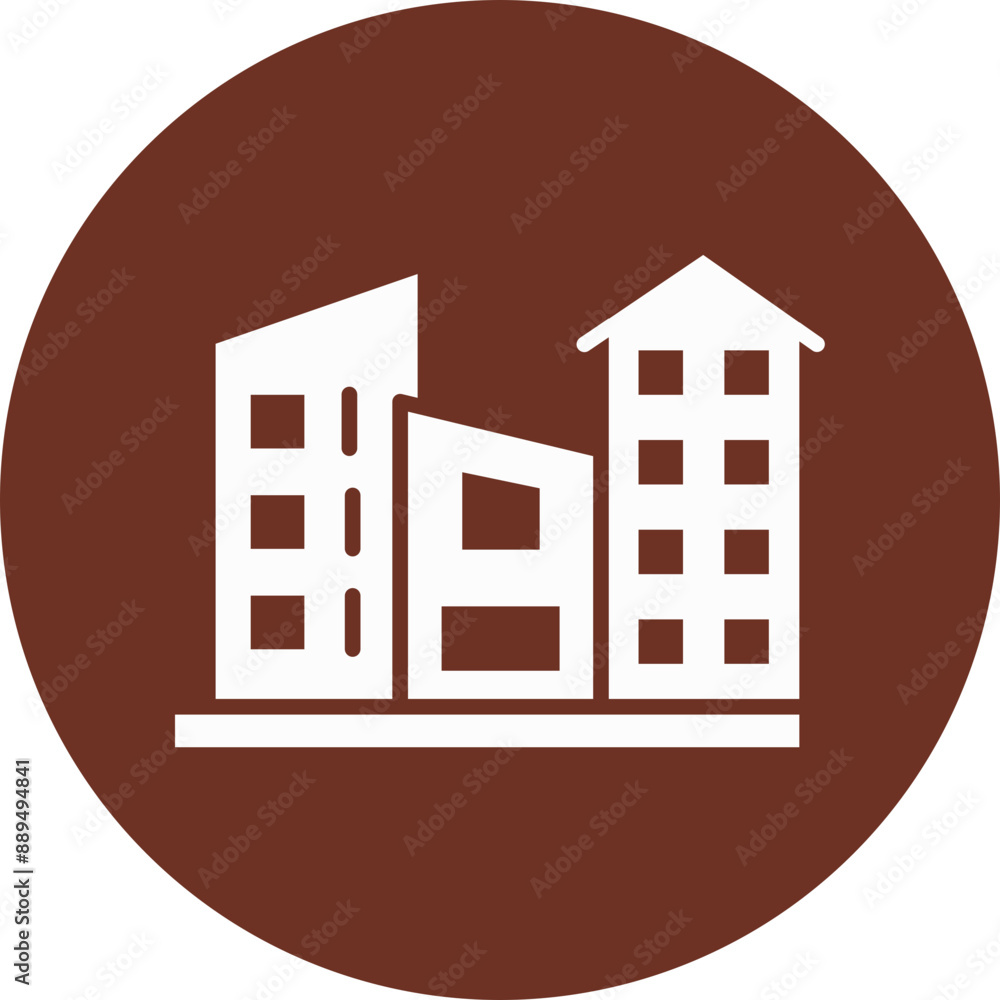 Building Glyph Brown Circle Icon Building Glyph Brown Circle Icon