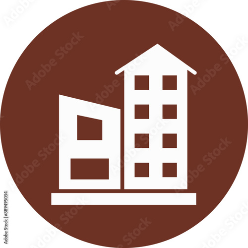 Residential Glyph Brown Circle Icon