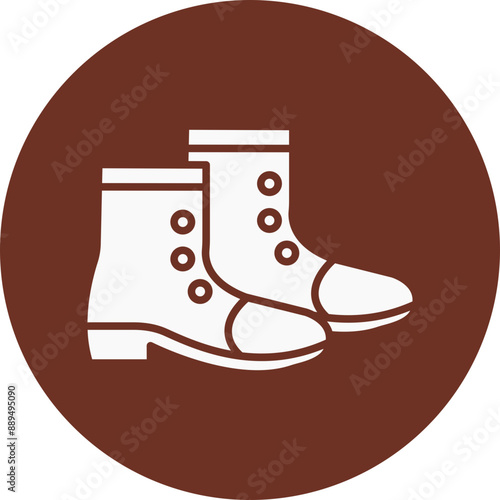 Boot Glyph Brown Circle Icon