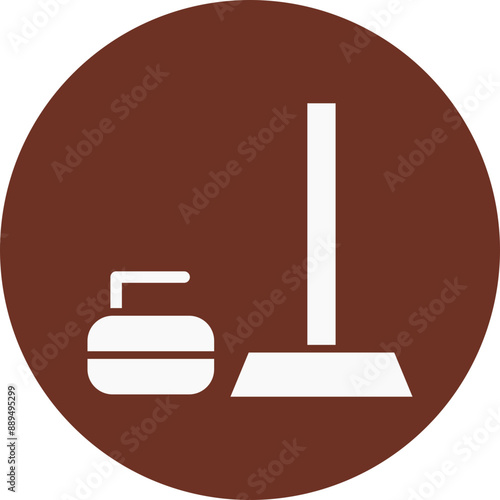 Curling Glyph Brown Circle Icon