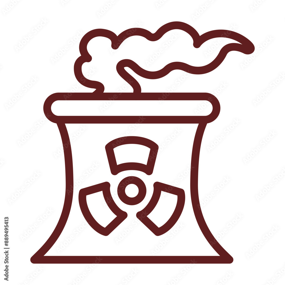 Nuclear Pollution Vector Line Maroon Icon Design Nuclear Pollution Vector Line Maroon Icon Design