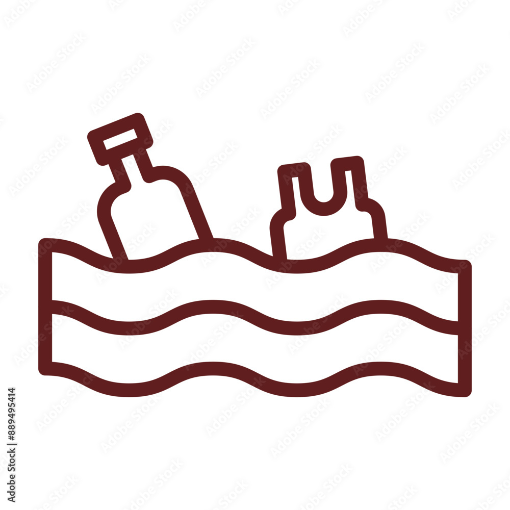 Water Pollution Vector Line Maroon Icon Design Water Pollution Vector Line Maroon Icon Design