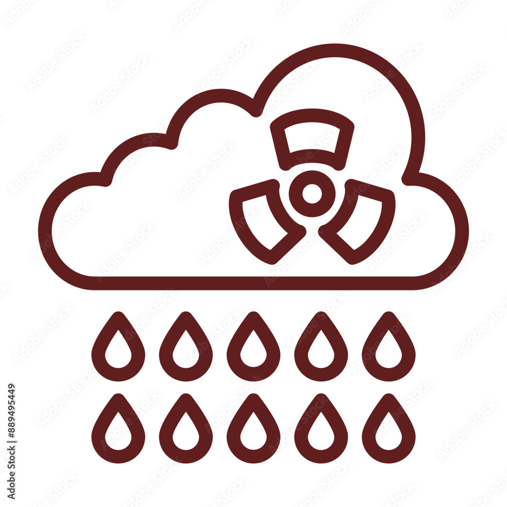 Acid Rain Vector Line Maroon Icon Design Acid Rain Vector Line Maroon Icon Design