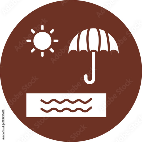 Beach Glyph Brown Circle Icon