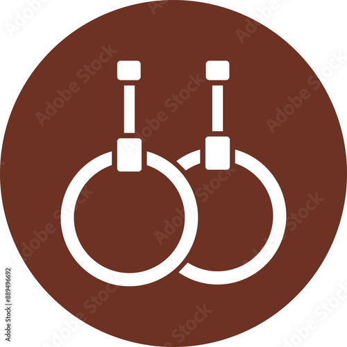 Gymnastic Rings Glyph Brown Circle Icon