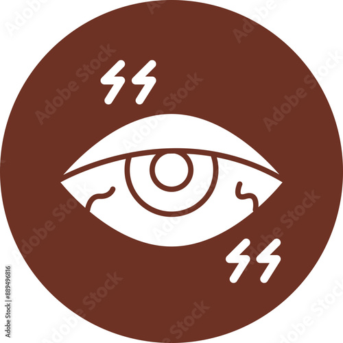Painful Eye Glyph Brown Circle Icon