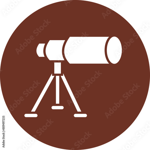 Telescope Glyph Brown Circle Icon
