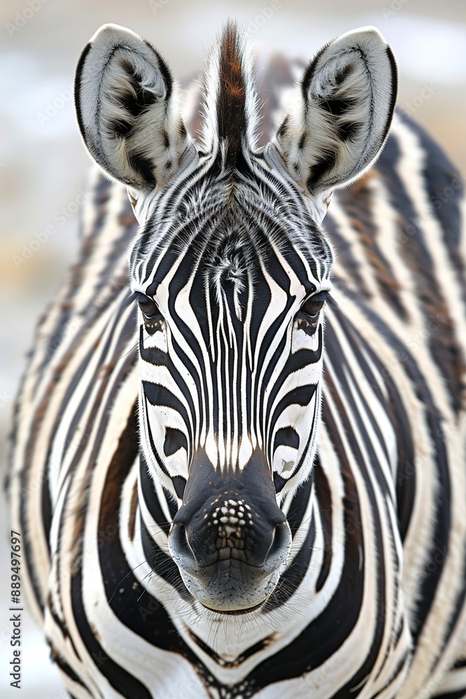Naklejka premium zebra close up focused on her head
