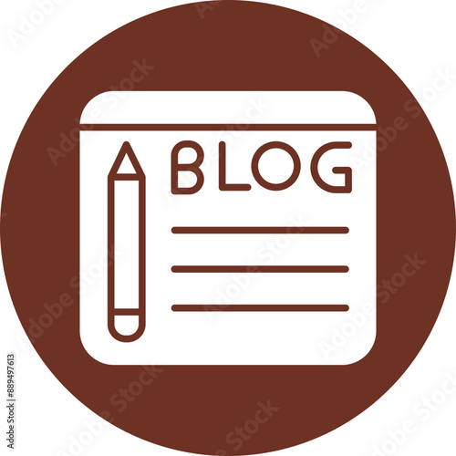Blogging Glyph Brown Circle Icon
