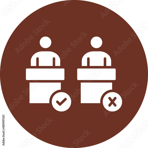 Debate Glyph Brown Circle Icon