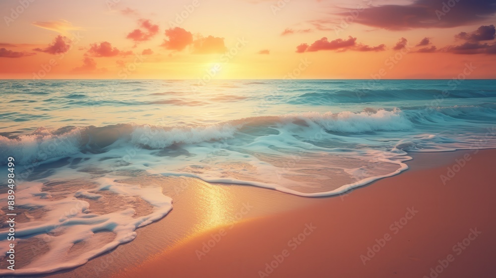 A tranquil beach at sunset with gentle waves lapping the shore, capturing the essence of relaxation close up, tranquility theme, ethereal, overlay, sandy beach A tranquil beach at sunset with gentle waves lapping the shore, capturing the essence of relaxation close up, tranquility theme, ethereal, overlay, sandy beach