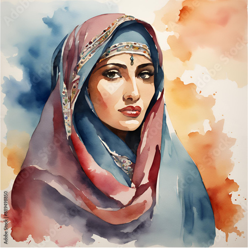 portrait of a woman in watercolor