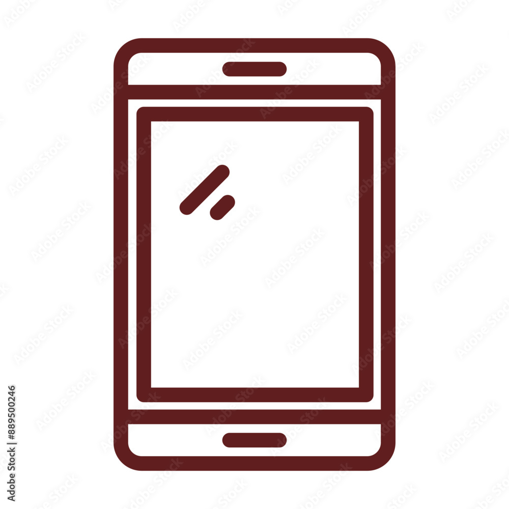 Smartphone Vector Line Maroon Icon Design Smartphone Vector Line Maroon Icon Design