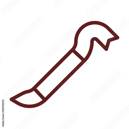 Crowbar Vector Line Maroon Icon Design