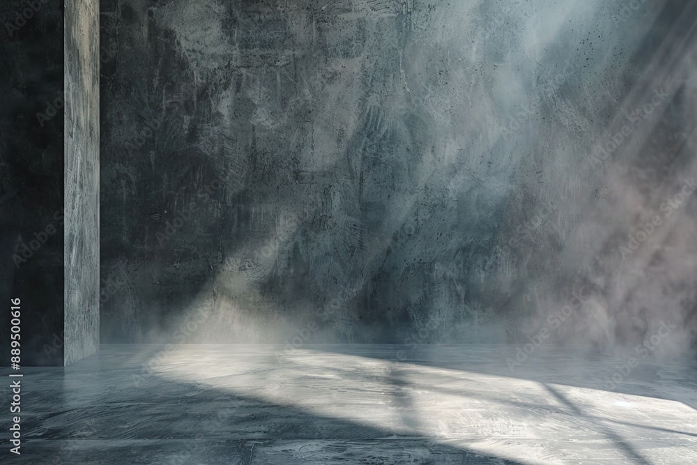 Empty dark abstract cement wall and gradient studio room with smoke float up interior texture for display products wall background Empty dark abstract cement wall and gradient studio room with smoke float up interior texture for display products wall background