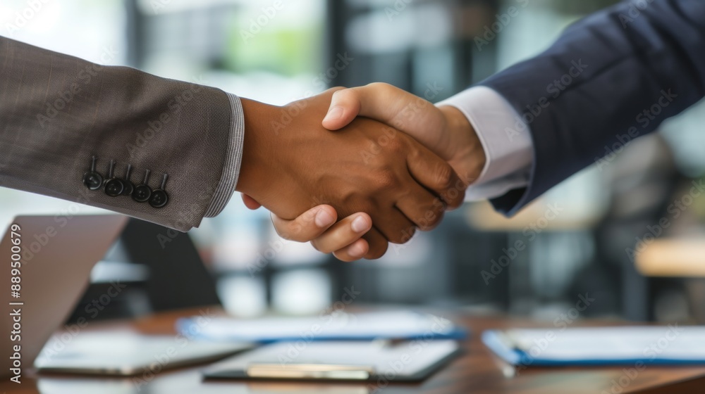 Businessmen shaking hands in a modern office Businessmen shaking hands in a modern office