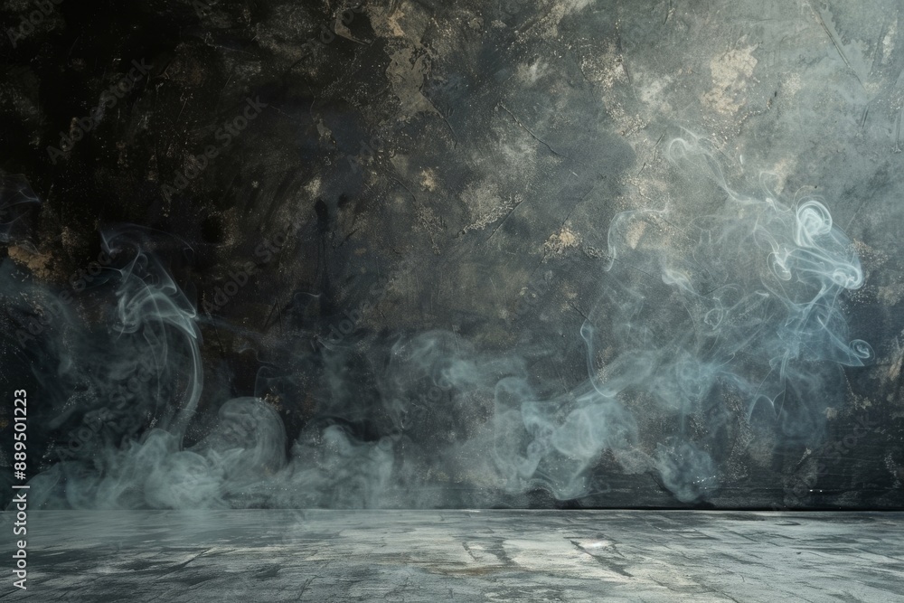 Empty dark abstract cement wall and gradient studio room with smoke float up interior texture for display products wall background Empty dark abstract cement wall and gradient studio room with smoke float up interior texture for display products wall background