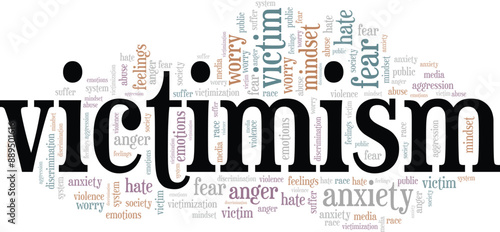 Victimism word cloud conceptual design isolated on white background.