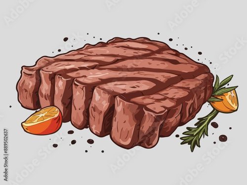Beef barbecue steak meat, vector illustration