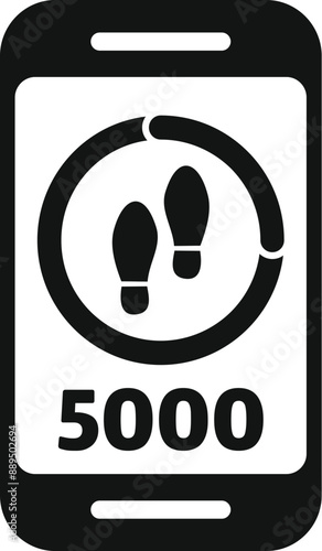 Smartphone screen showing a steps counter app with 5000 steps walked