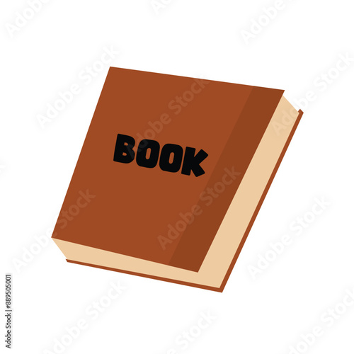 Brown hardcover book with bold black text on the cover doodle flat style