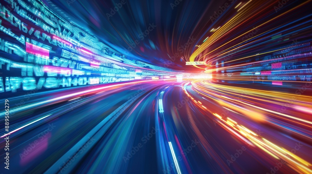 Futuristic lights speed technology dynamic abstract digital tunnel background wallpaper AI generated image Futuristic lights speed technology dynamic abstract digital tunnel background wallpaper AI generated image