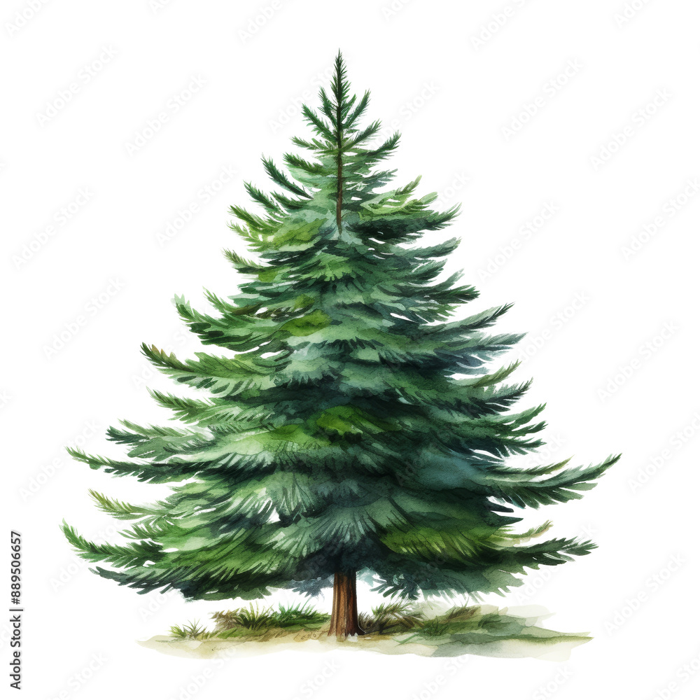 Fototapeta premium christmas tree watercolor flower isolated on transparent background cutout