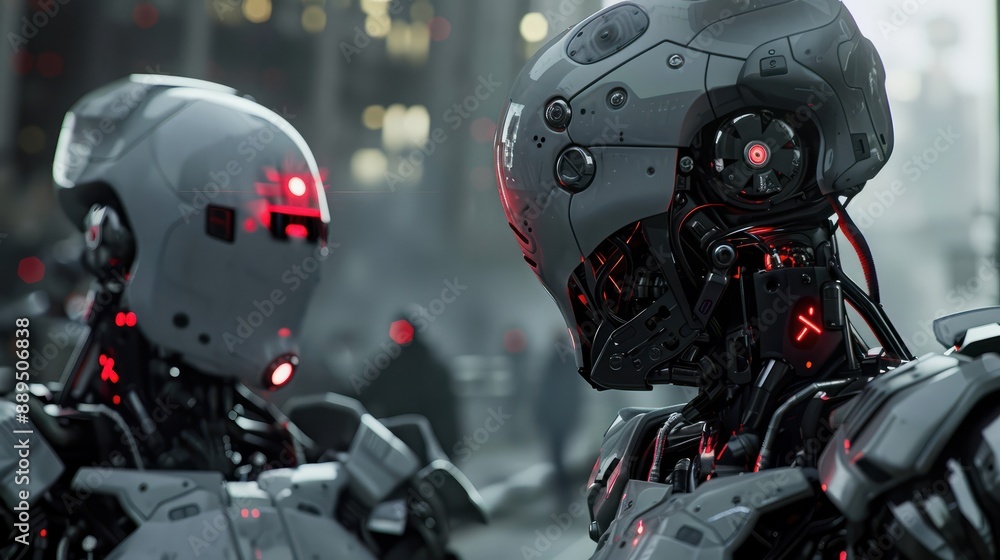 The war between robots and cyborgs, two of the main characters in the focus of the conflict The war between robots and cyborgs, two of the main characters in the focus of the conflict