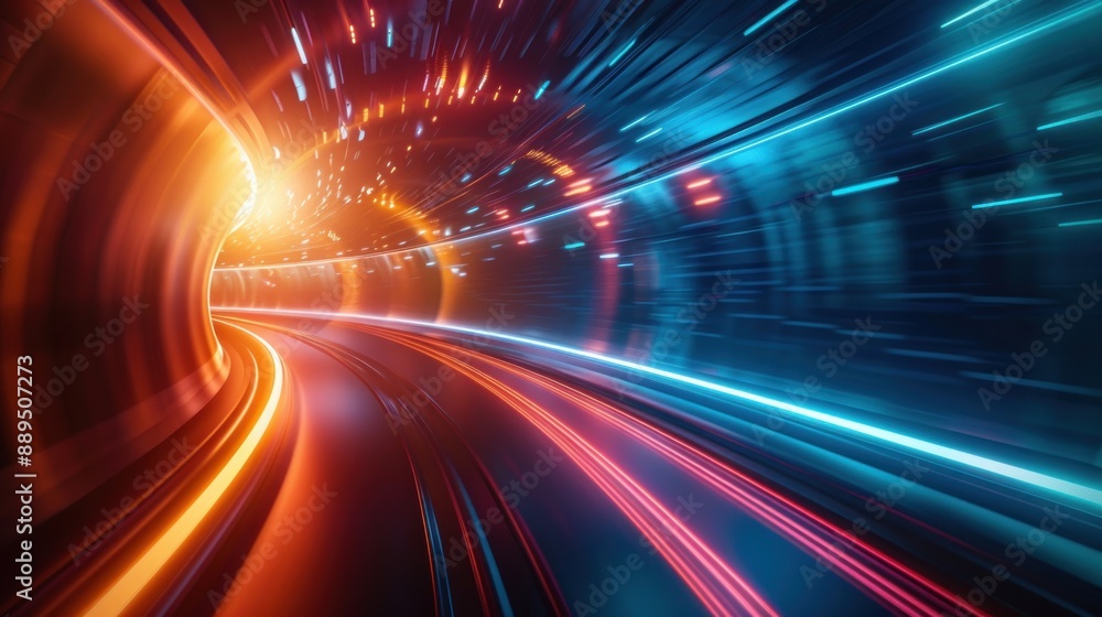 Futuristic lights speed technology dynamic abstract digital tunnel background wallpaper AI generated image Futuristic lights speed technology dynamic abstract digital tunnel background wallpaper AI generated image
