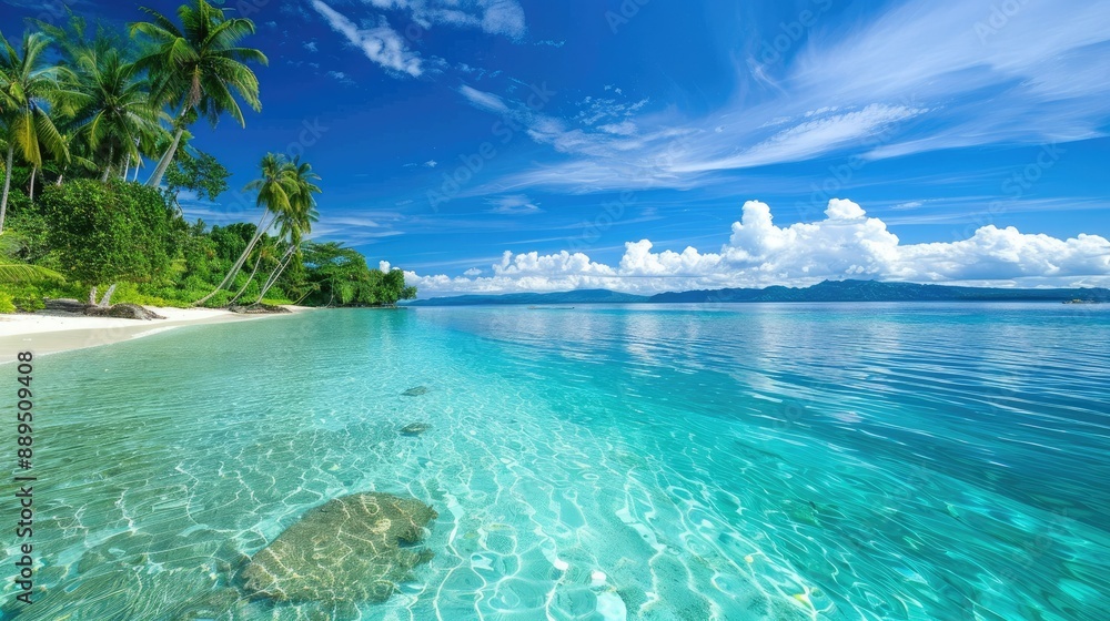 Fototapeta premium Beautiful view of a tropical beach with clear blue waters