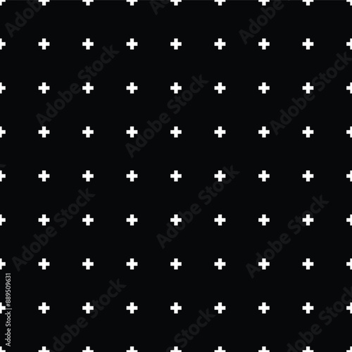Black and white fashion prints patterns made with '+' plus sign.Seamless geometric monochrome cross pattern