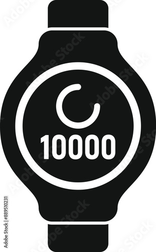 Smart watch showing 10000 steps icon in simple style isolated on white background
