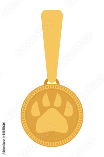 flat style dog collar medallion not to get lost vector illustration isolated on white background