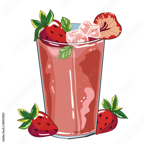 Strawberry smothies hand drawn delicious recipe