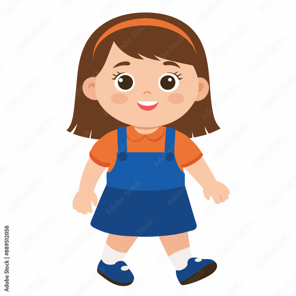 cute girl walking vector illustration cute girl walking vector illustration