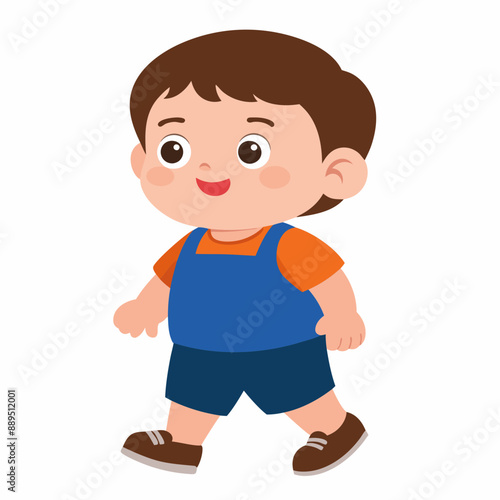 cute boy walking vector illustration