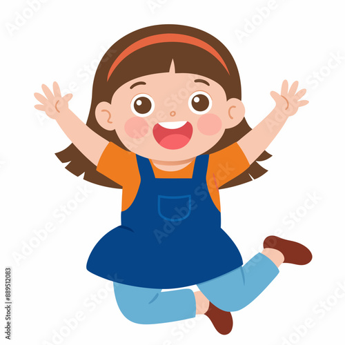 cute girl jump vector illustration